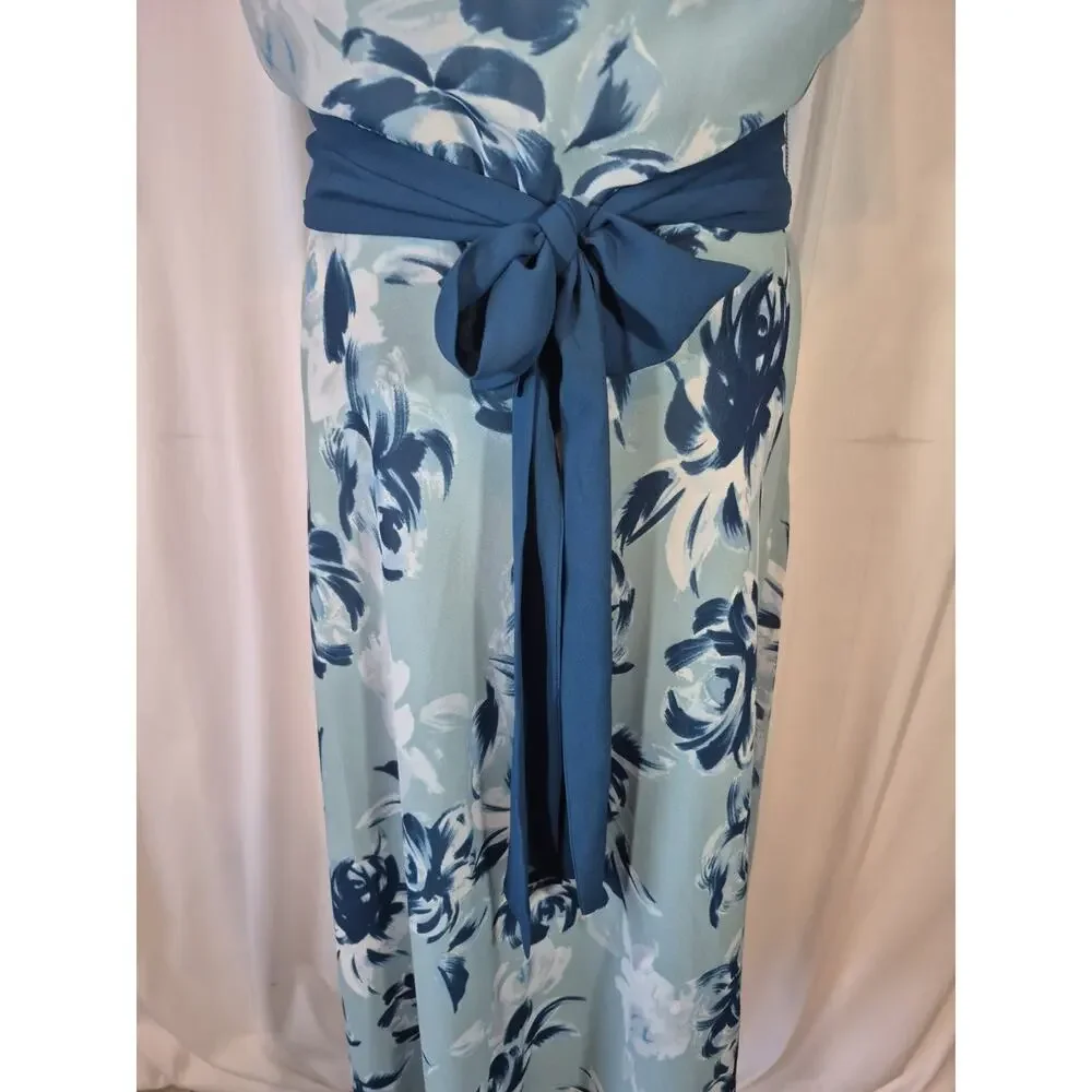 Jacques Vert Cowl Neck Blue Floral Midi Dress NWT Small
